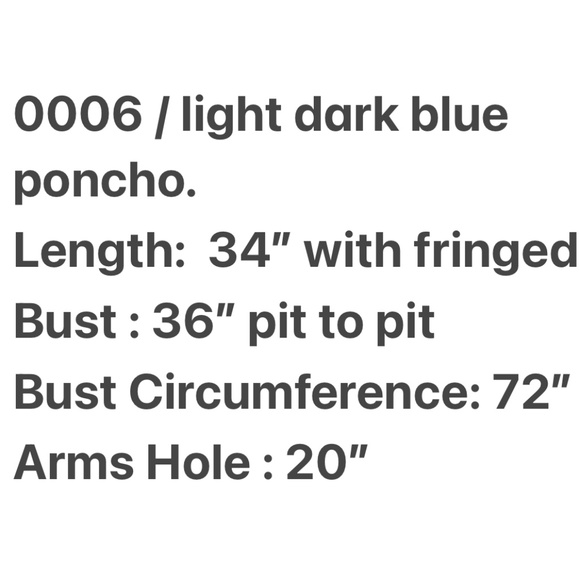 0006/ Light And Dark Blue Poncho With Fringed - Picture 3 of 7